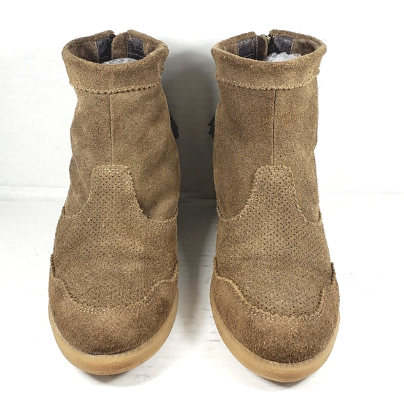 Brusque Tan Light Brown Suede Leather Ankle Boots With Tassels. Women's Size 7.5 - Picture 4 of 11